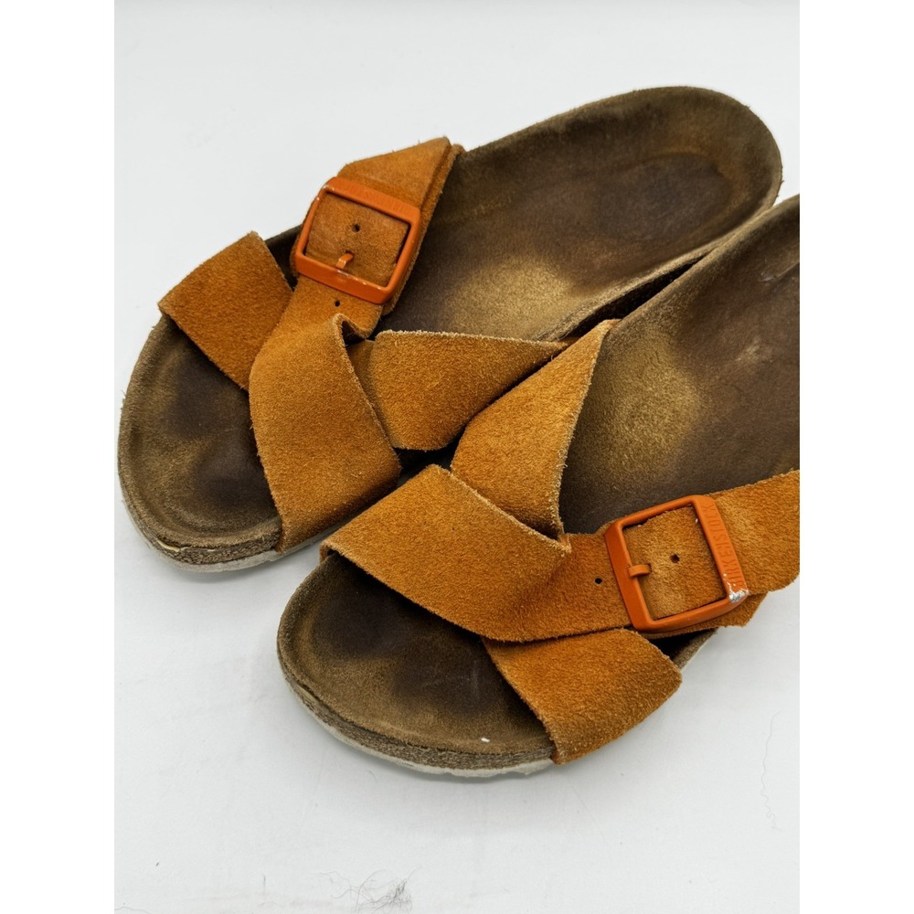 Birkenstock Siena Sandal Russet Orange Suede Size 38 Narrow Width Soft Foot SB24